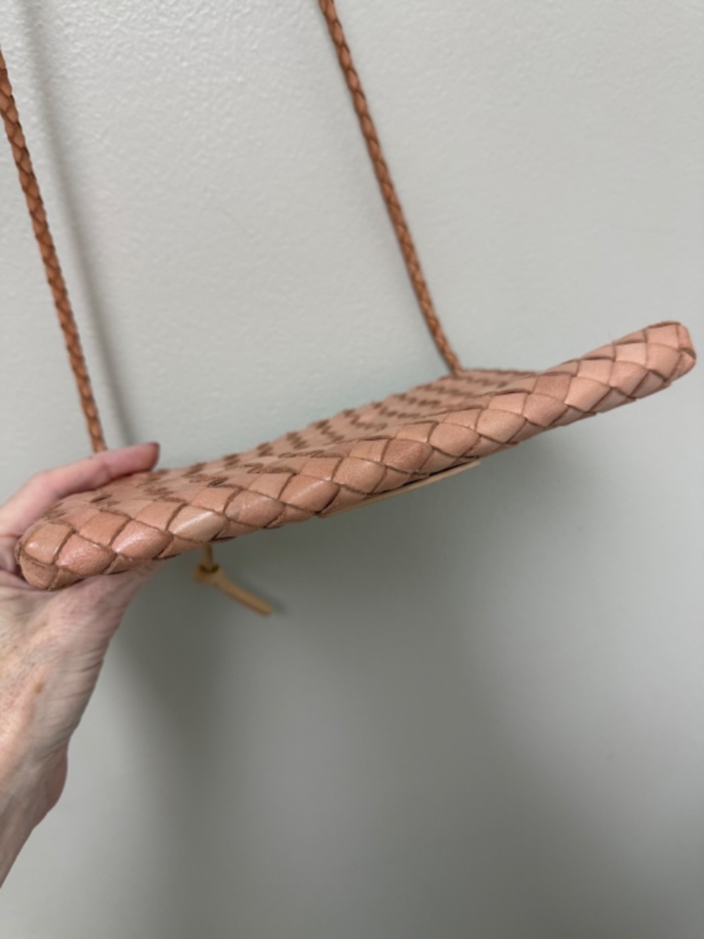 Loeffler Randall Marison Crossbody Woven Leather Tan Desert Sand Small $195 - Picture 8 of 17